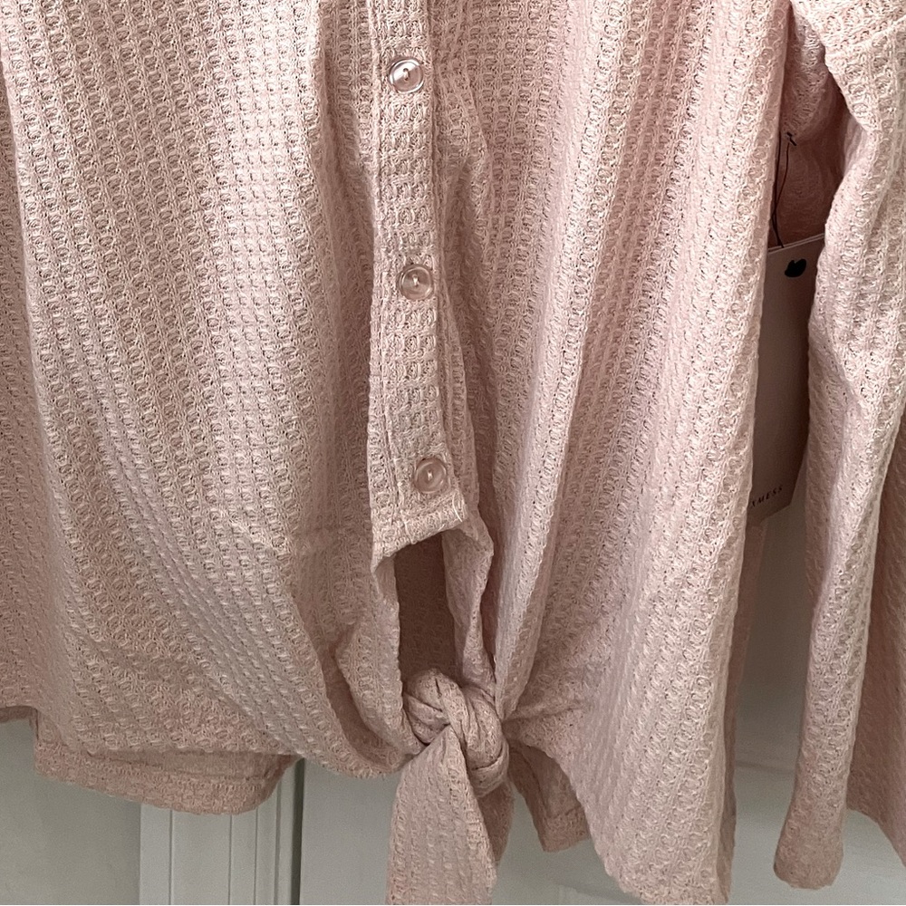 NWT Peachy Pink Waffle Knit Top - Picture 6 of 7